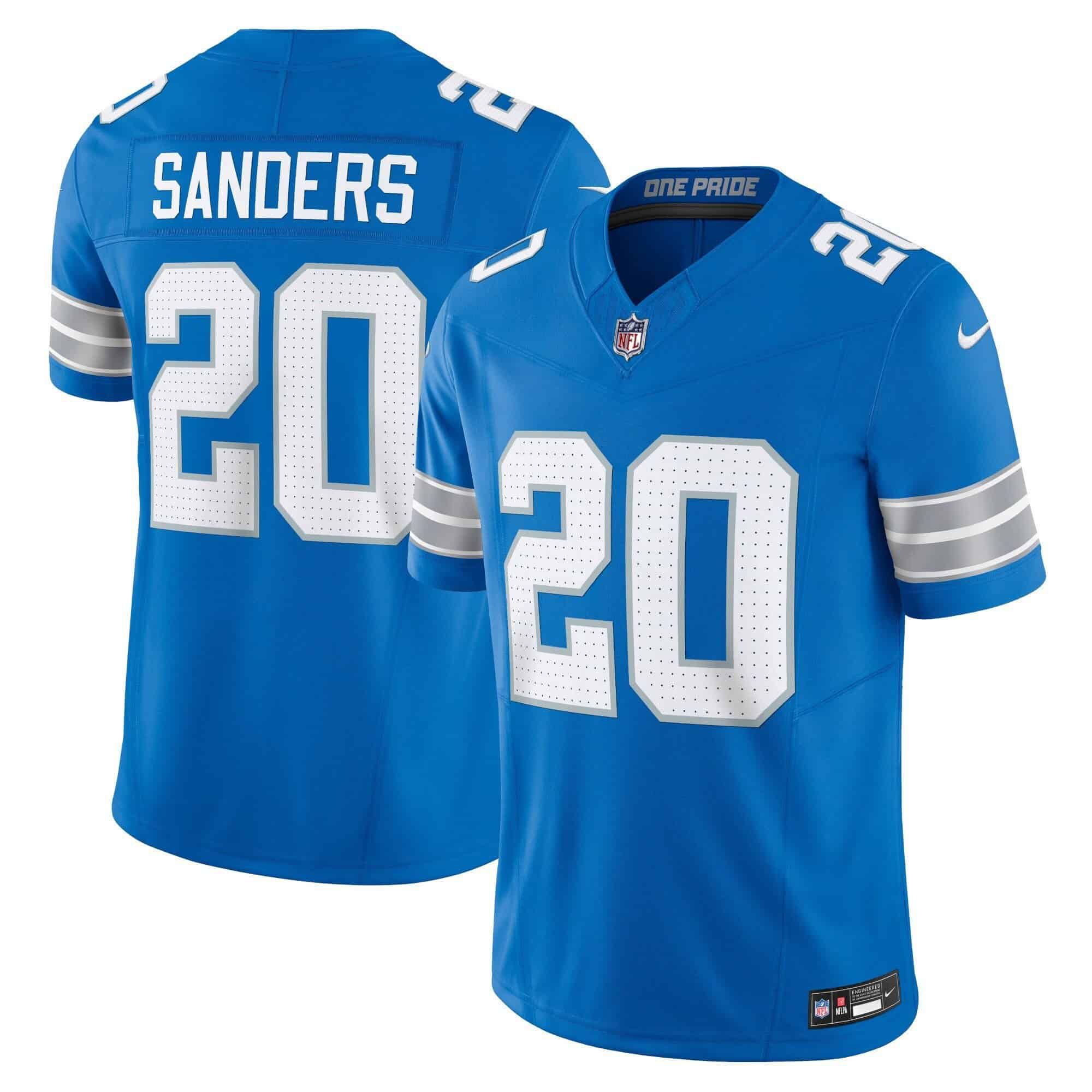 Men Detroit Lions 20 Sanders Blue 2024 Nike Vapor Limited NFL Jersey